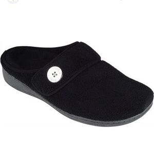 Vionic Sadie Size 7 Black Slip-On Comfort Slipper with Adjustable Strap